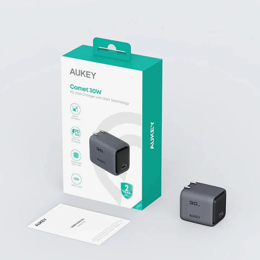 Aukey Comet 30W GaN USB-C charger retail packaging