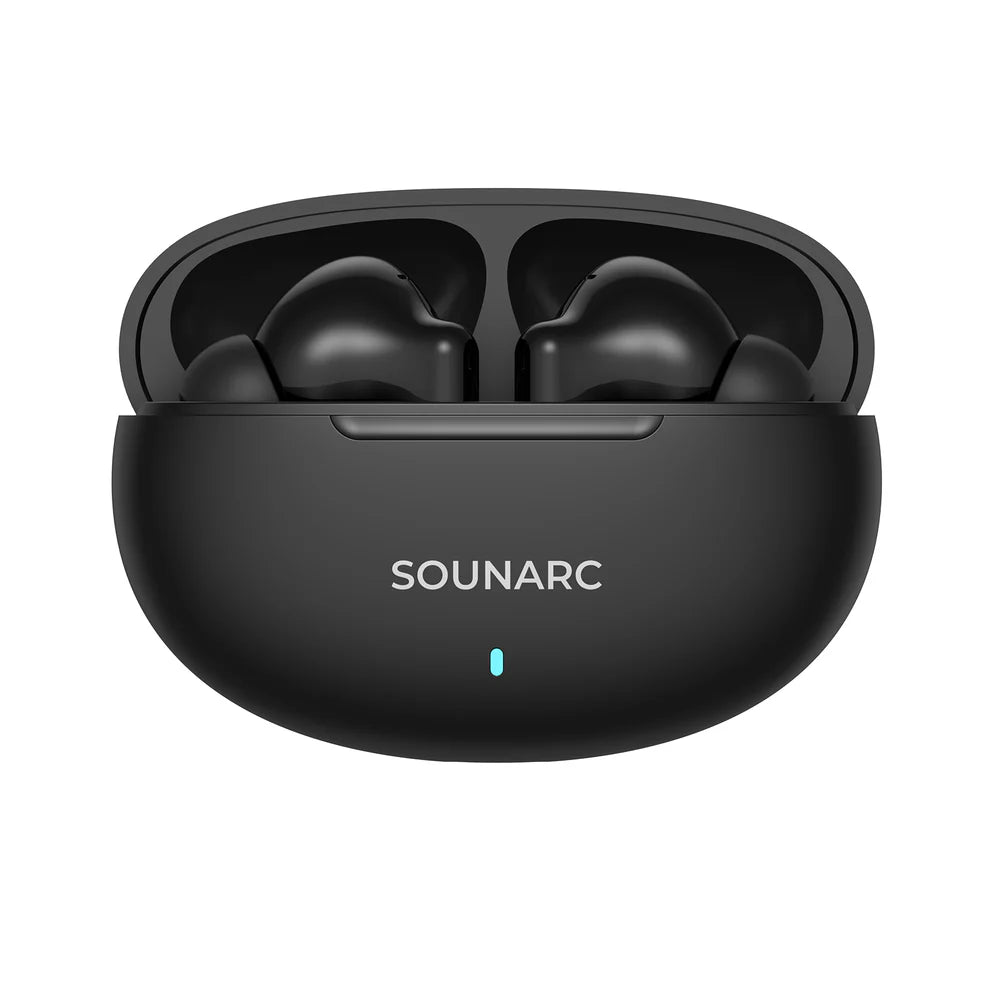 Sounarc Q1 TWS Earbuds with open charging case black
