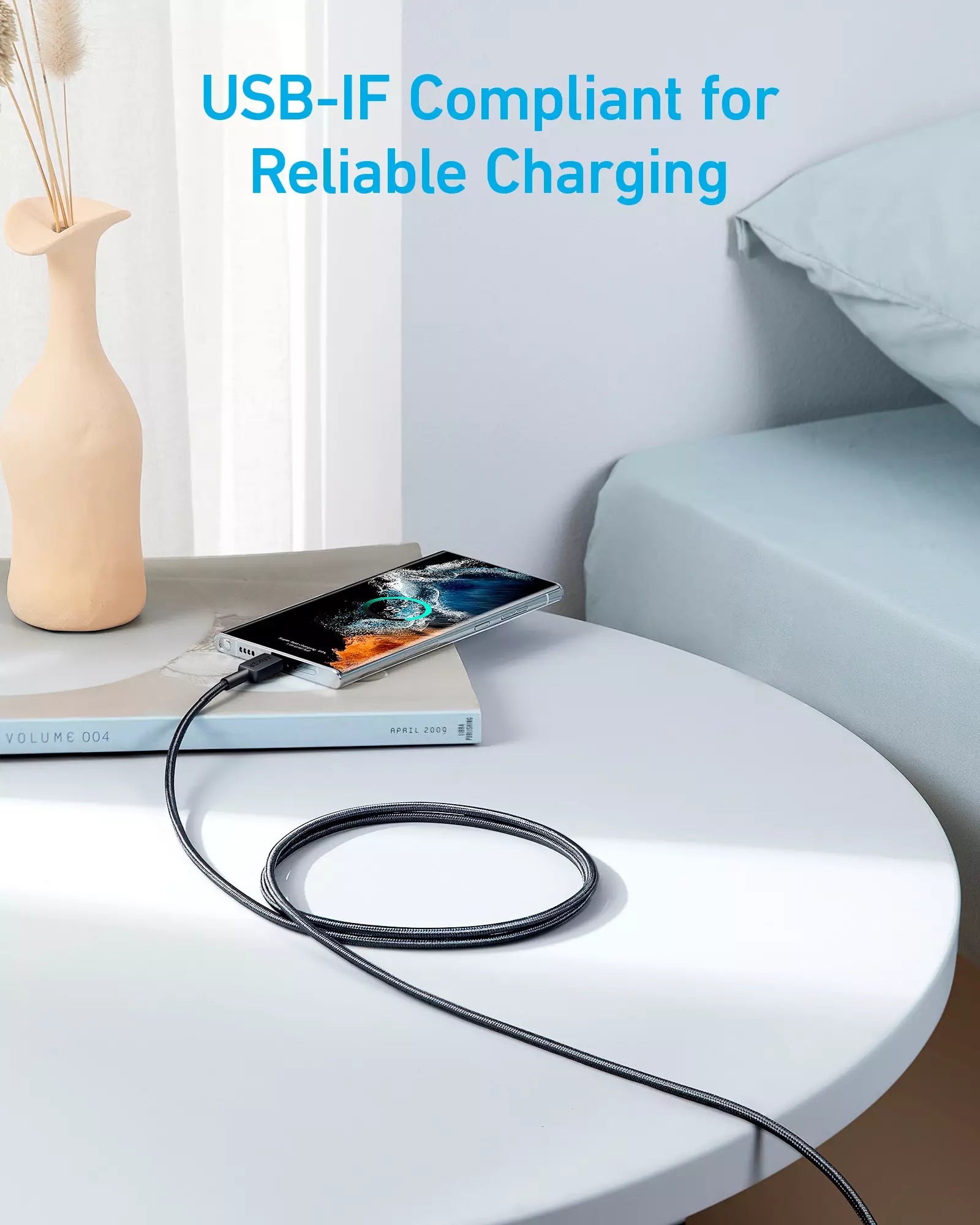 Reliable charging Anker 322 cable with braided design