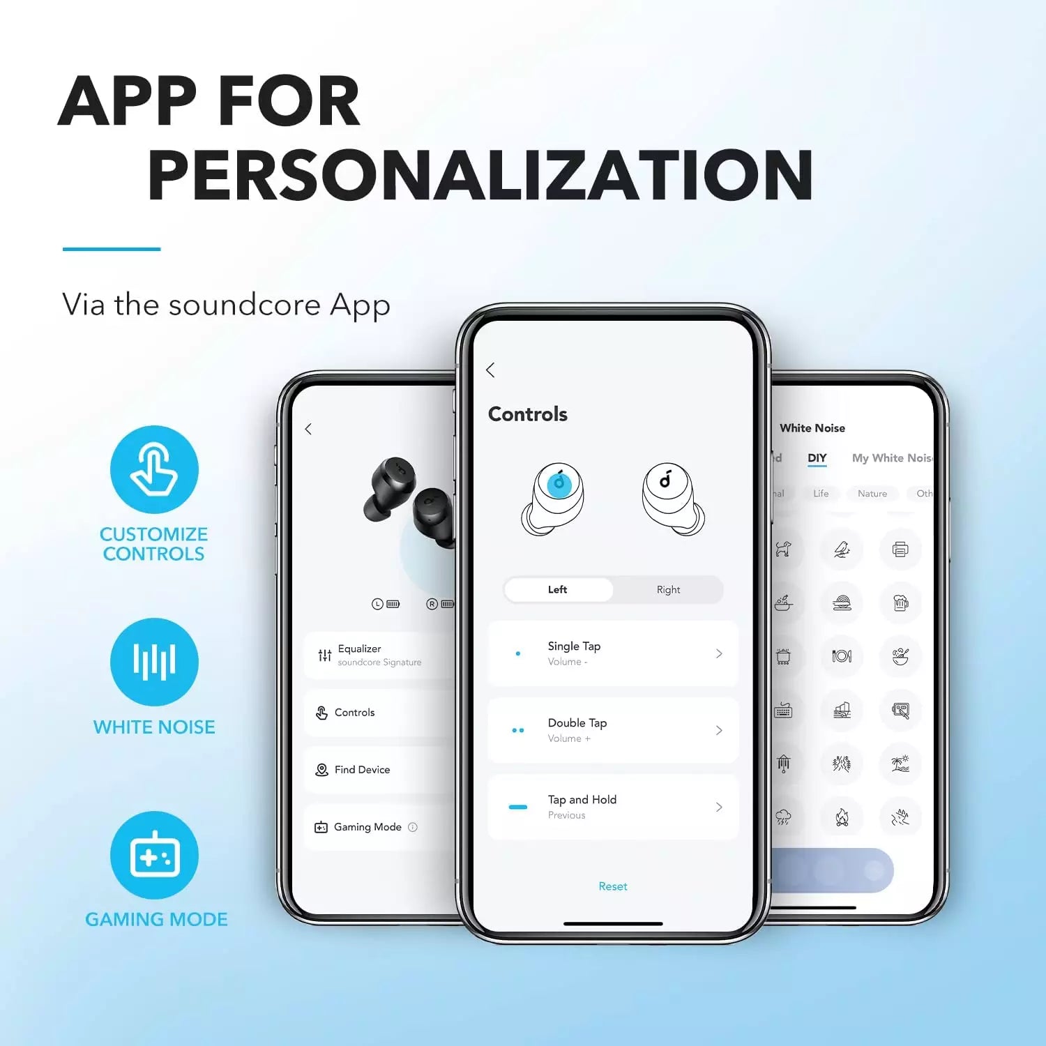 Soundcore app interface for personalization with A20i