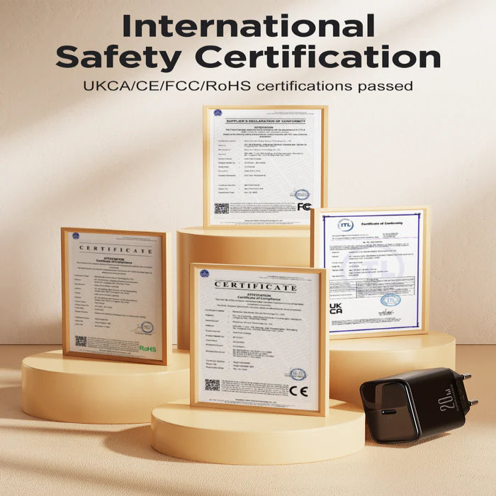 Joyroom PD 20W USB-C charger certified safety CE FCC RoHS