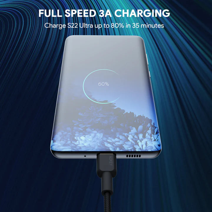 Aukey CB-NCC1 full speed 3A charging on smartphone