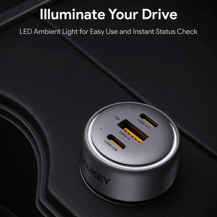 Aukey CC-P1 car charger with LED indicator night visibility