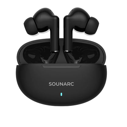 Sounarc Q1 wireless earbuds in compact charging case