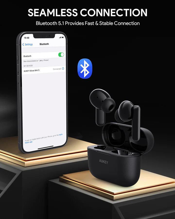 AUKEY EP-M1S wireless earbuds Bluetooth 5.1 seamless connection