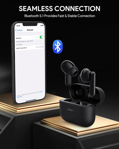 AUKEY EP-M1S wireless earbuds Bluetooth 5.1 seamless connection