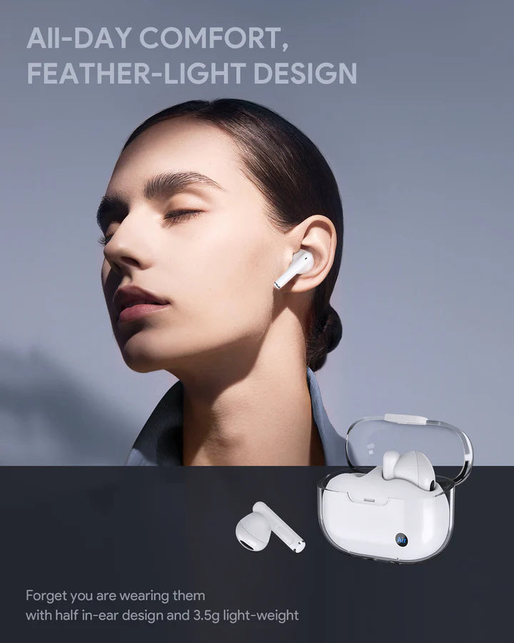 Aukey EP-M2 white earbuds lightweight comfortable fit