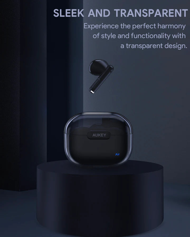 Aukey EP-M2 black earbuds sleek compact case design