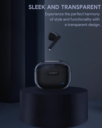 Aukey EP-M2 black earbuds sleek compact case design
